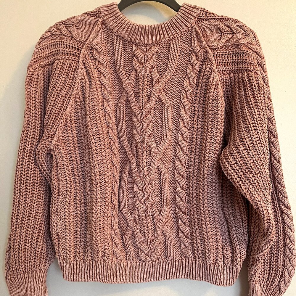 Free People Cable Knit Sweater – Dusty Pink – Size S